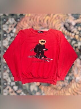Vintage 90s Ralph Lauren Polo Ski Bear RL 2000 Sweatshirt Pullover Graphic Men M